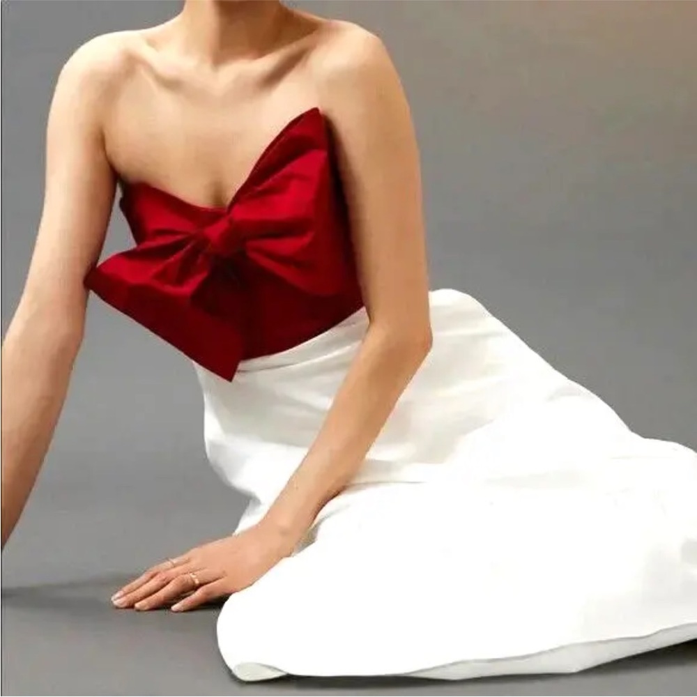 Anthropologie Hutch SZ 10 Red Bow-Tie Maxi Dress Gown Holiday Cocktail Party